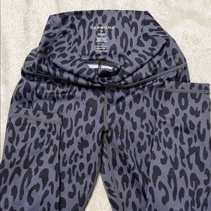 Carbon38  Animal Print Leggings - Black and Gray
